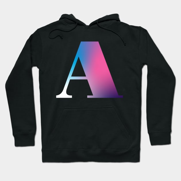 Capital Letter A Monogram Gradient Pink Blue White Hoodie by Terriology